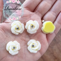 Pale yellow diamante glittery roses x 10
