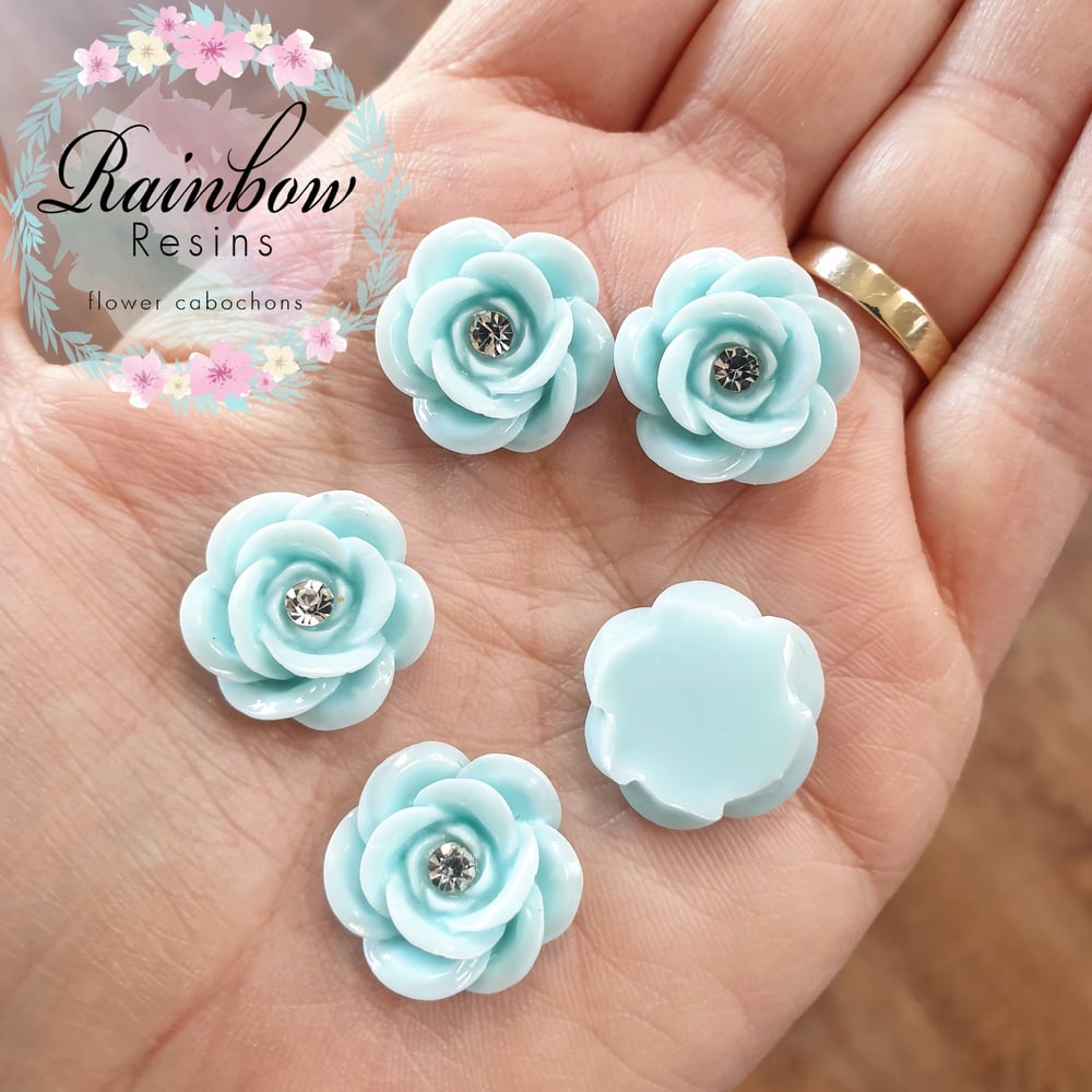 Image of Baby powder blue wild roses with diamantes x 10