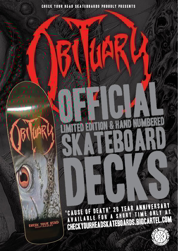 Image of OBITUARY CAUSE OF DEATH skateboard