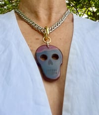 Image 9 of XL Agate Skull Necklace on Chunky Chain