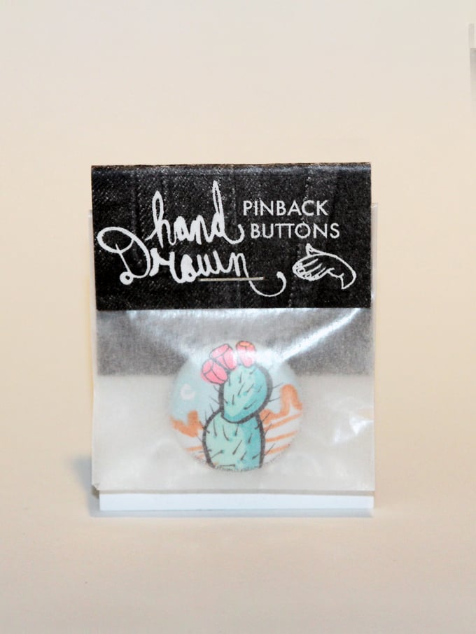 Image of Mini-Art Prickly Pear Cactus Pinback Button
