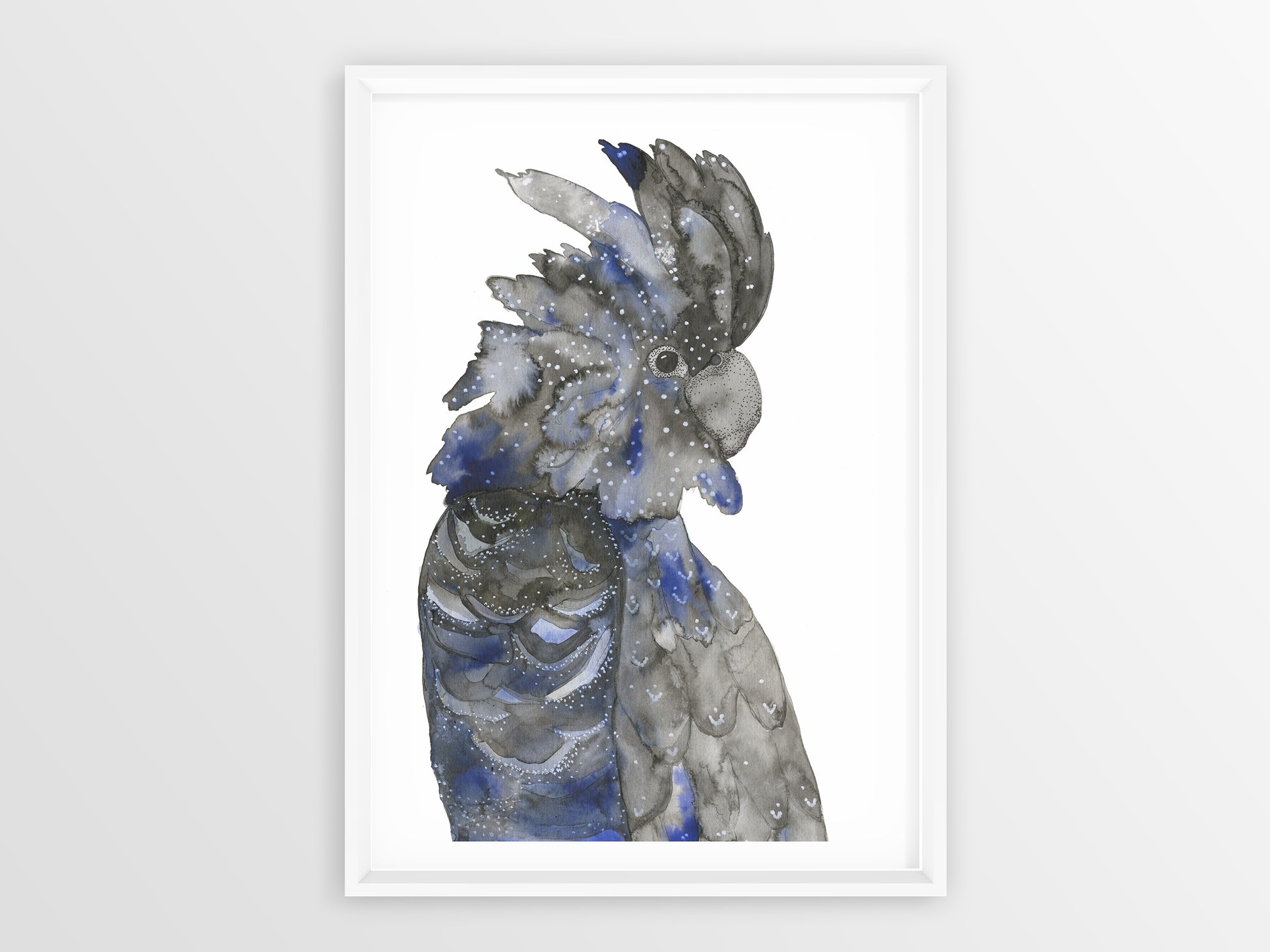 Black And Blue Cockatoo Pebble And Stone Textiles