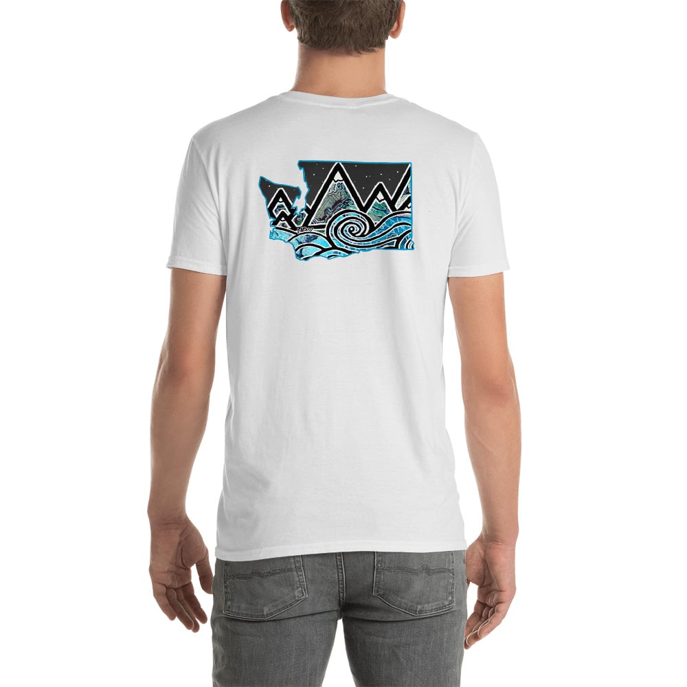 Mens Unisex WA Tidal Wave T-Shirt | PNW Inspired Art, Bike Fenders