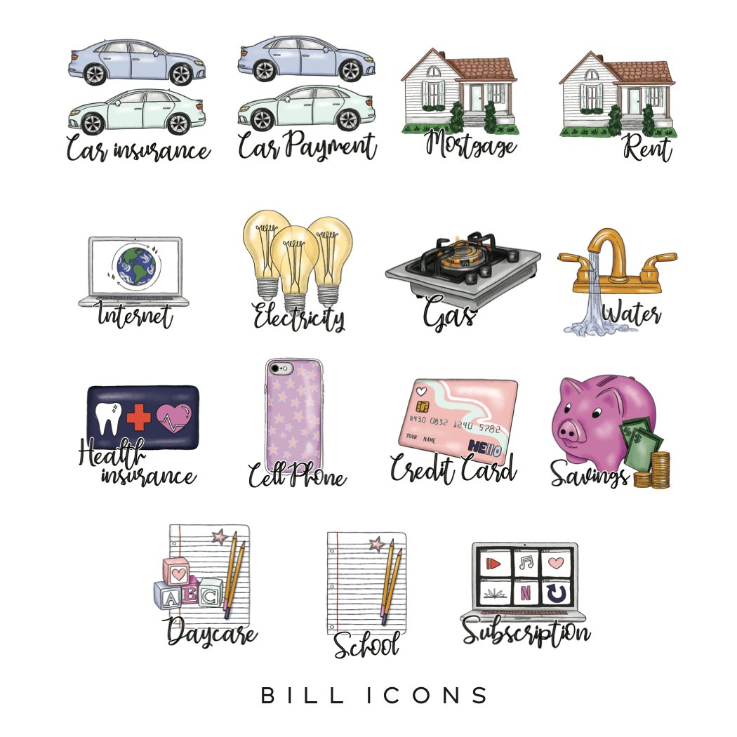 Bill Planner Icons | paperpanduh