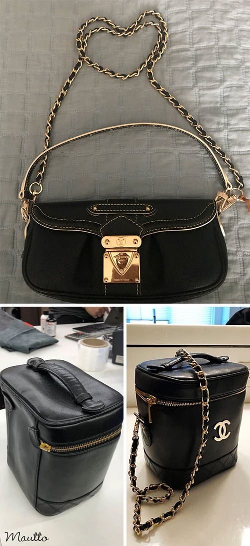 Image of Classic GOLD Chain Bag Strap with Leather Weaved Through - Choice of Leather, Length & Hooks