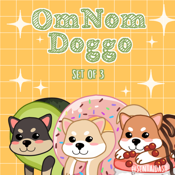 Image of Om Nom Doggo  Set of 3 Acrylic Keychain