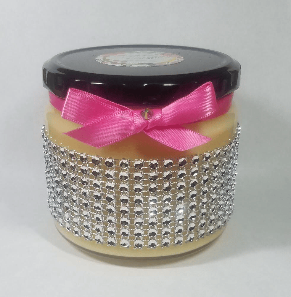 Image of SILVER RHINESTONE GLASS JAR CANDLE - 12oz