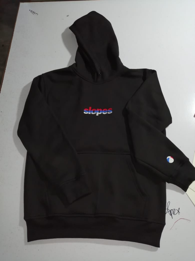 Slopes Embroidered Logo Hoodie Black