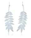 Long honey locust leaf silver earrings