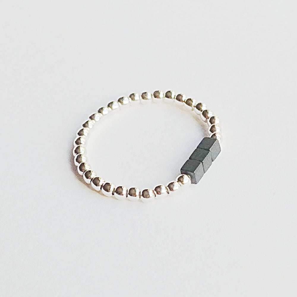 Image of Bague Hématite "Cube"