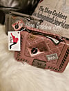 "Kissy" Pink and Gray purse with chain extension 