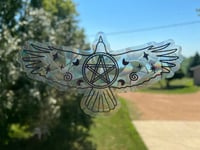 Image 4 of Crow Wingspan Pentacle Suncatcher