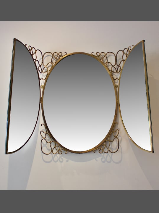 Italian Folding Wall Mirror, 1950s Matt Mitchell