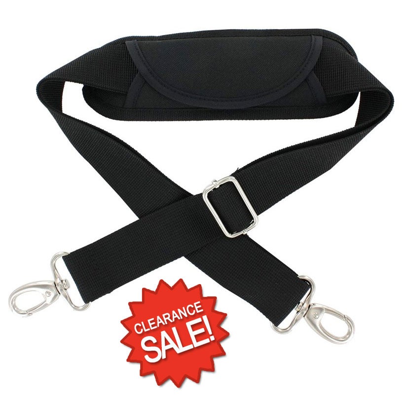 Image of Black PolyPropylene Adjustable Shoulder Strap with Shoulder Pad - Nickel Snap Hooks - Clearance