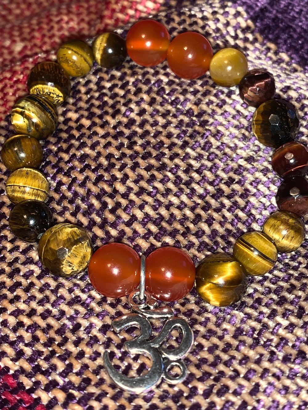 Image of Tigers Eye and Carnelian OM bracelet 