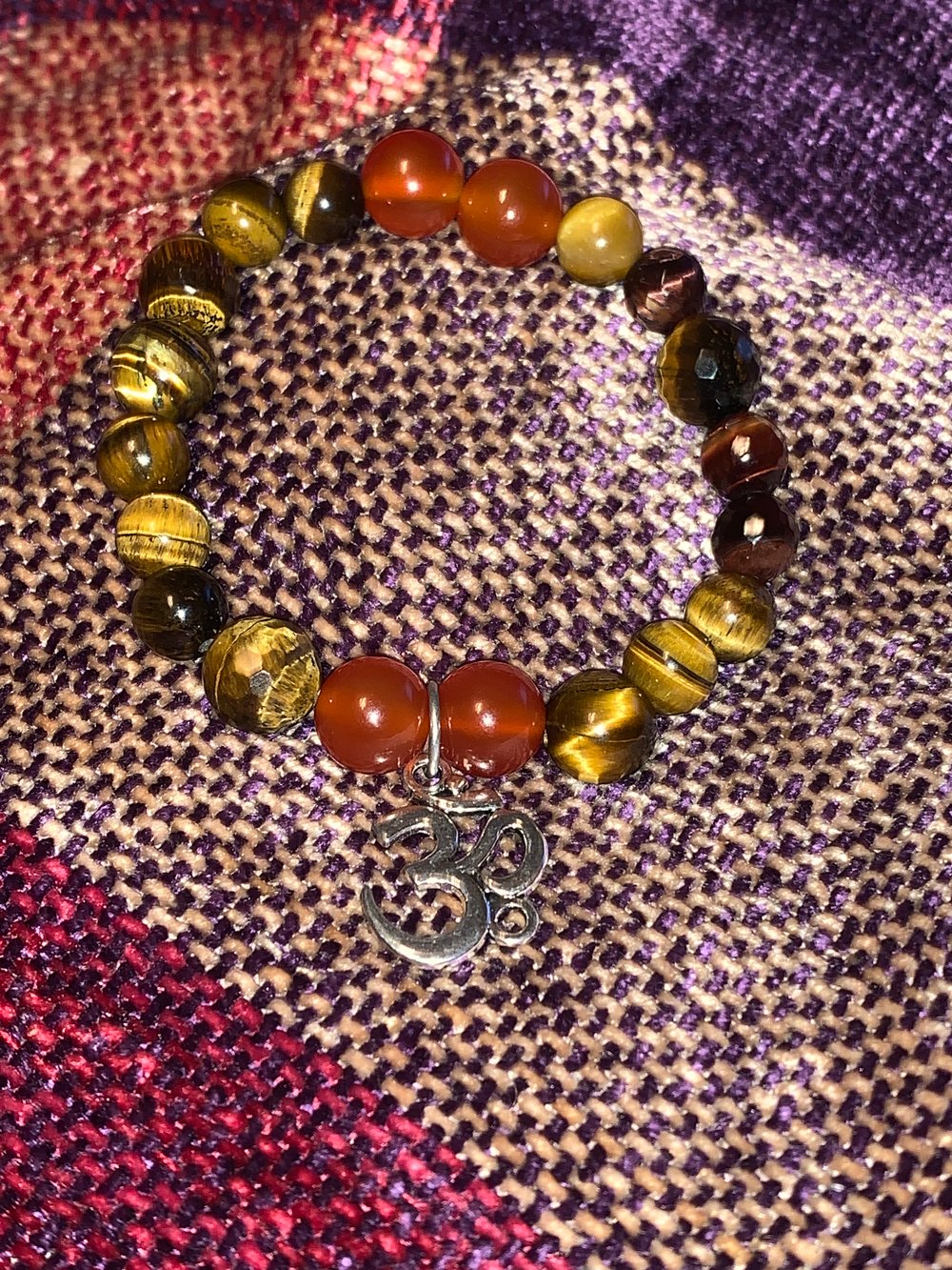 Image of Tigers Eye and Carnelian OM bracelet 