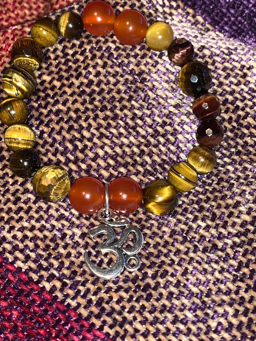 Image of Tigers Eye and Carnelian OM bracelet 