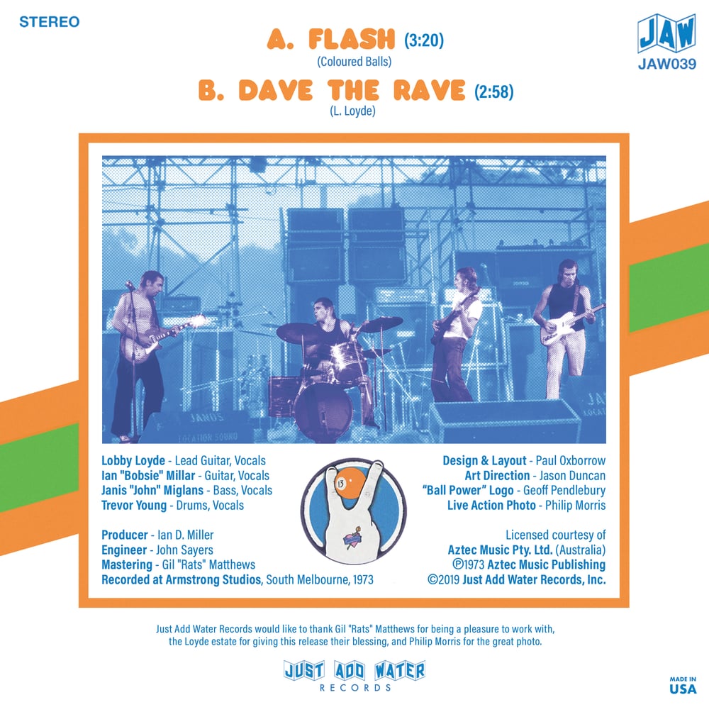 COLOURED BALLS "Flash" b/w "Dave The Rave" 7" single