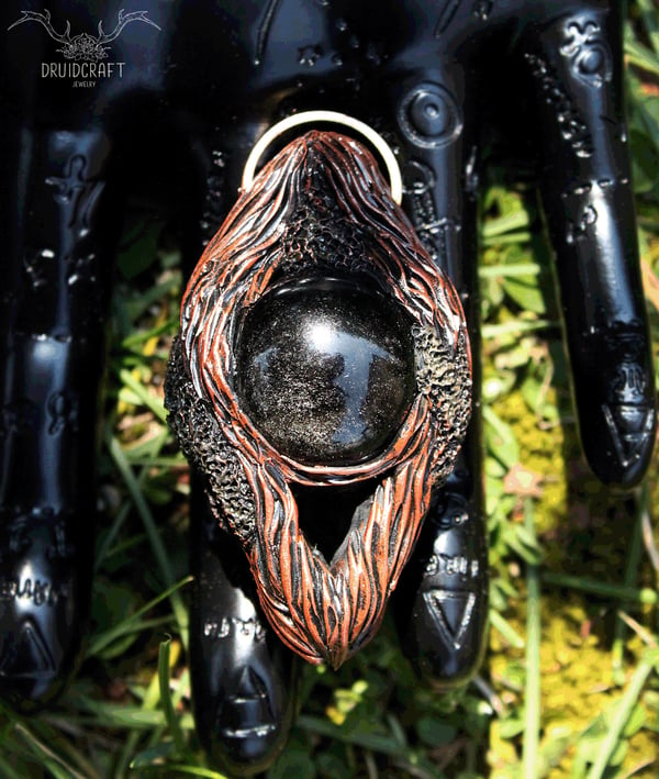 Image of Black Orb Obsidian Necklace