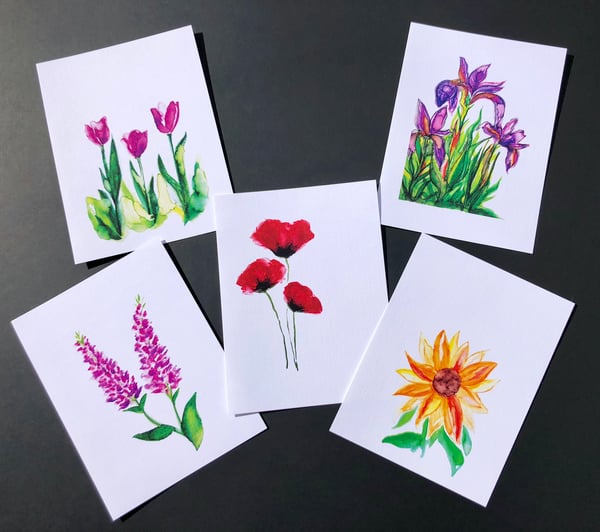 Image of Watercolor Floral Set - Set of 10