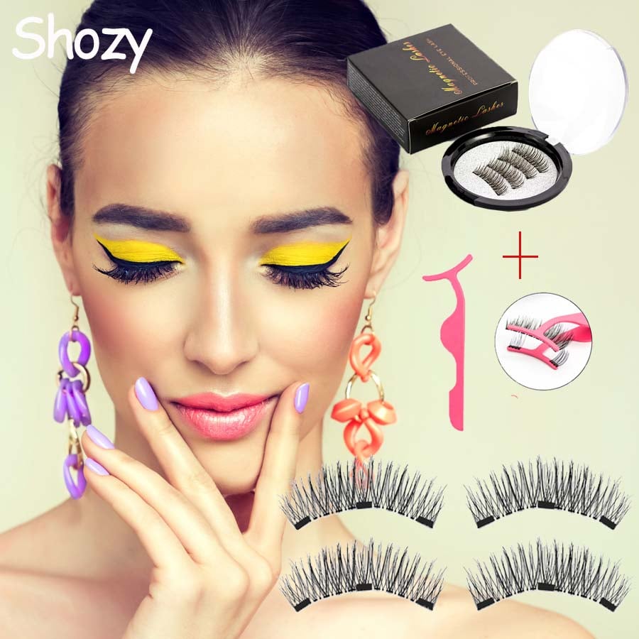 Image of Magnetic Eyelashes with 3 Magnets Lashes with Eyelashes Applicator 