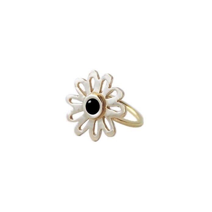 Image of Flower Ring with Black Onyx