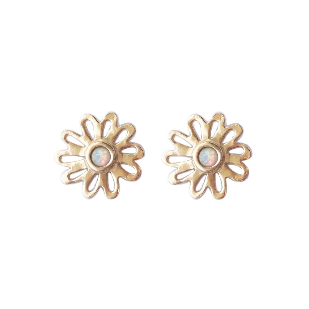 Image of Flower Earrings with Opal