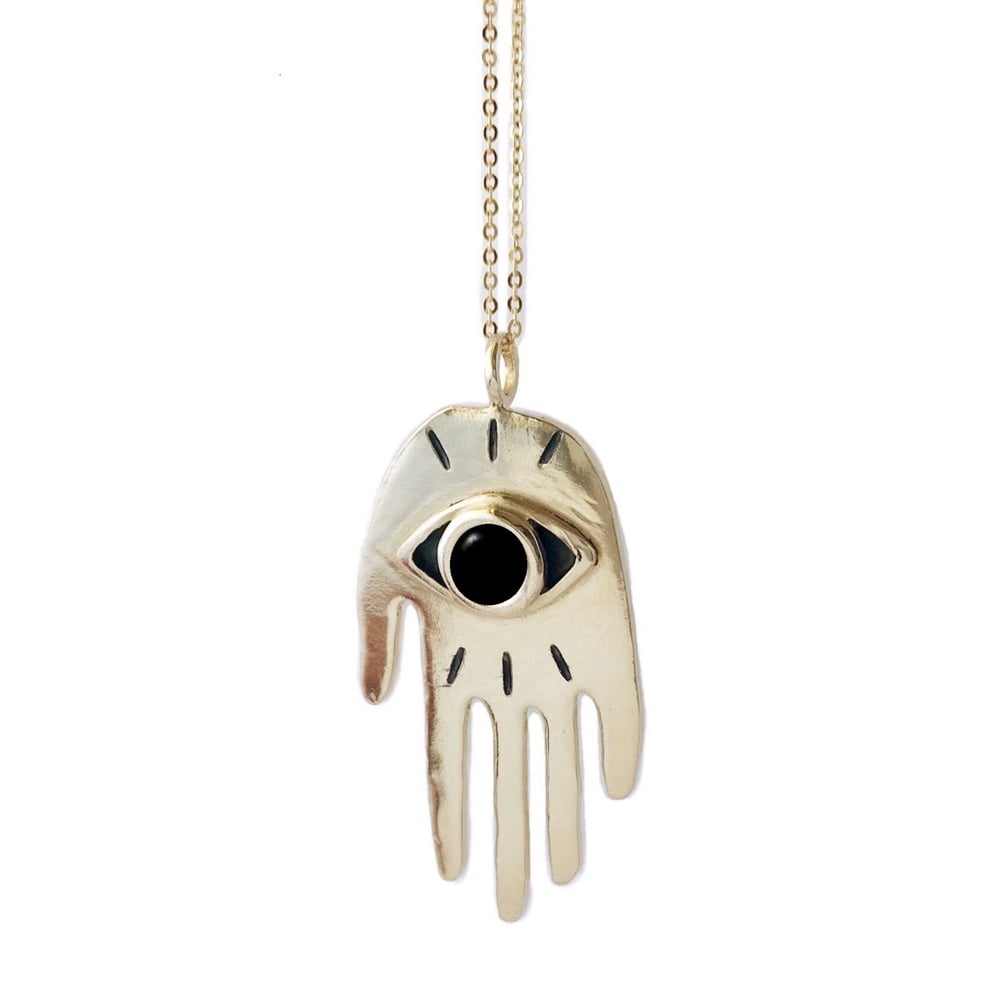 Image of Hand Eye Necklace with Black Onyx