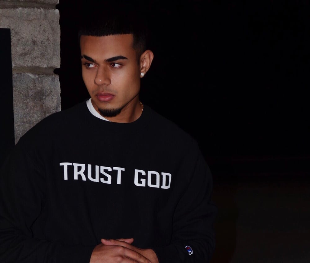 Image of Trust God x Champion Crewneck (Black)