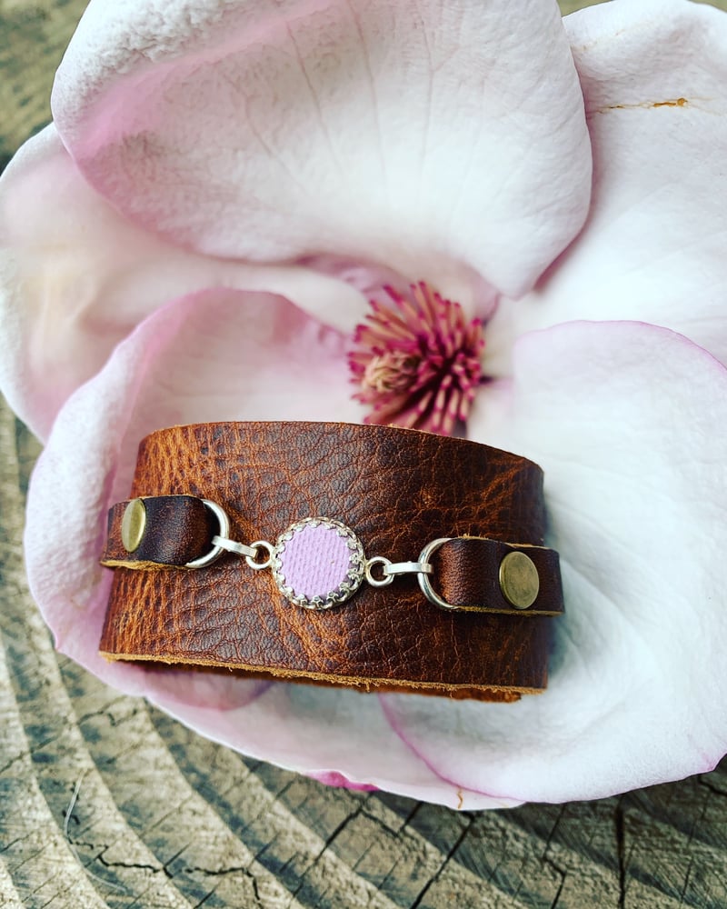 Image of Wide Leather Aromatic Bracelet