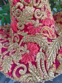 Image 3 of Dolly cowboy hat - recycled sari fabric RED