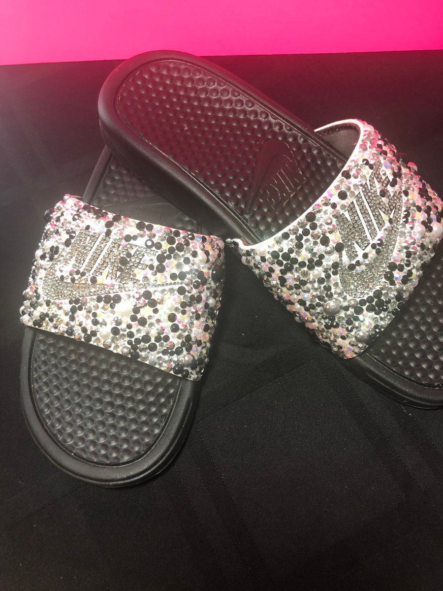 Blinged Nike Slides The Pink Sunflower