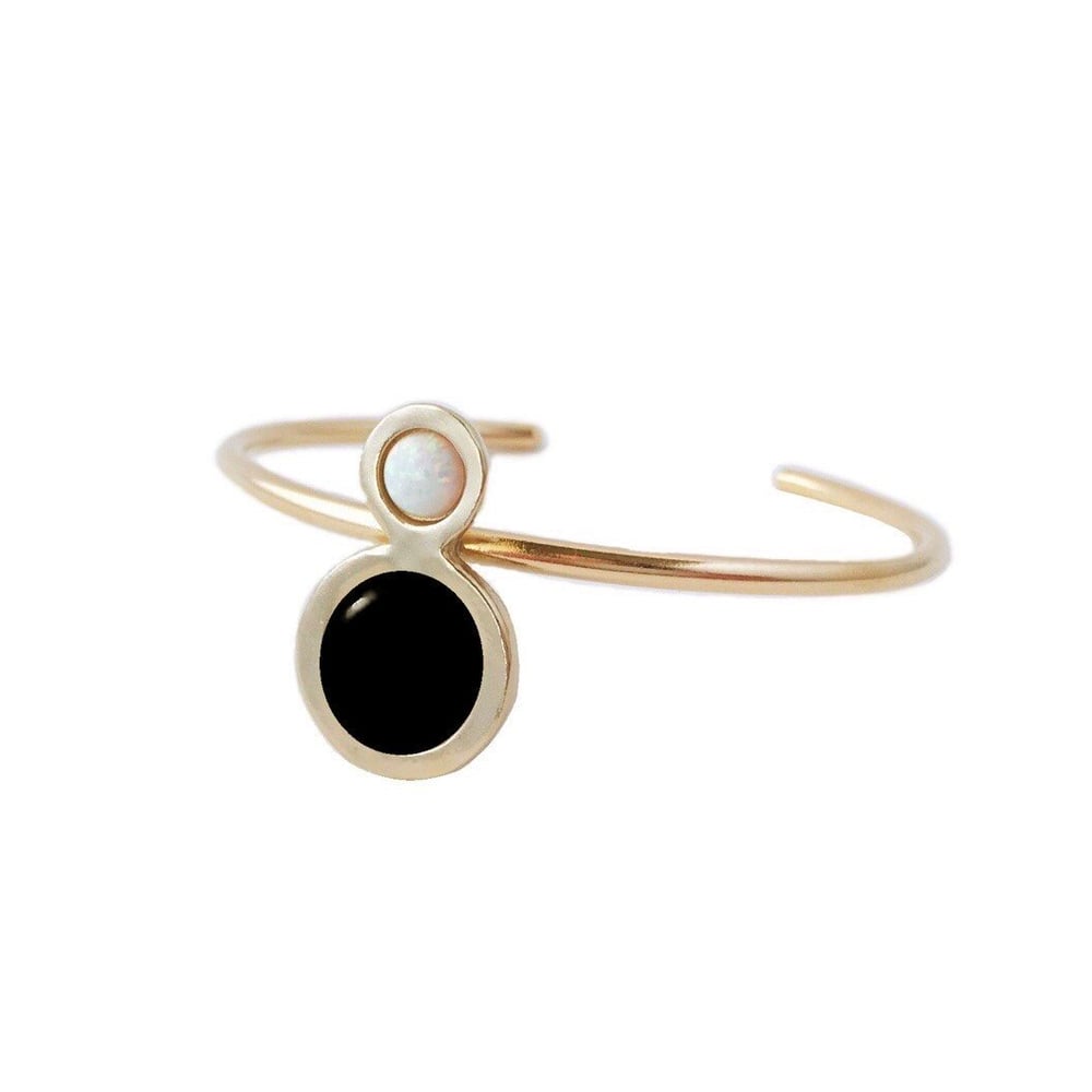 Image of Orbit Cuff Bracelet with Large Black Onyx