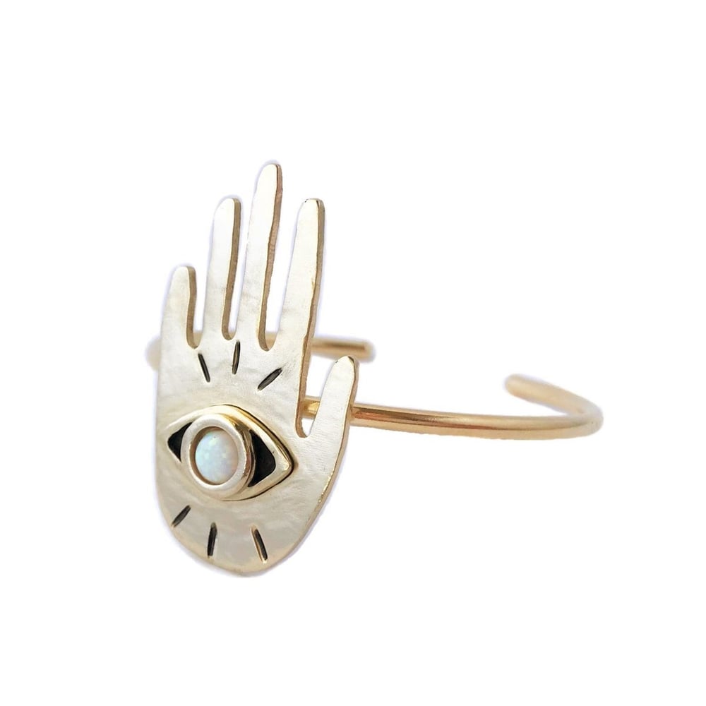 Image of Hand Eye Cuff Bracelet with Opal