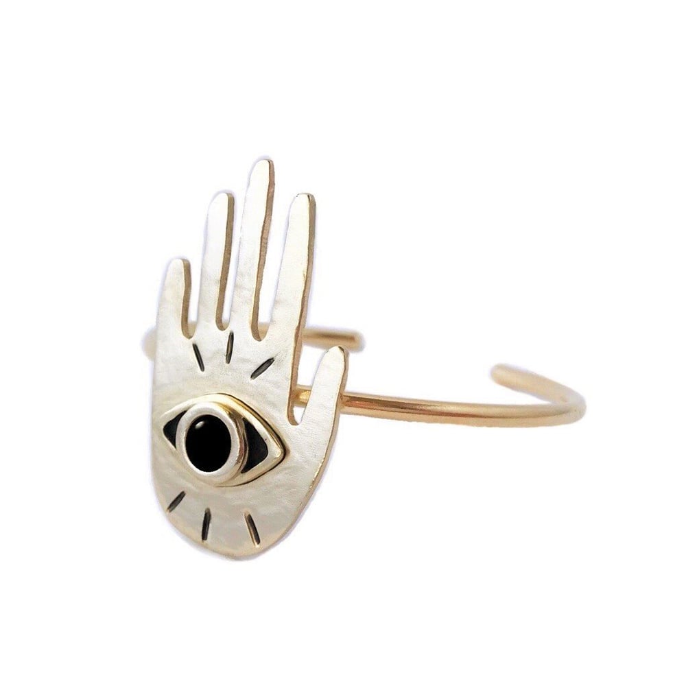 Image of Hand Eye Cuff Bracelet with Black Onyx