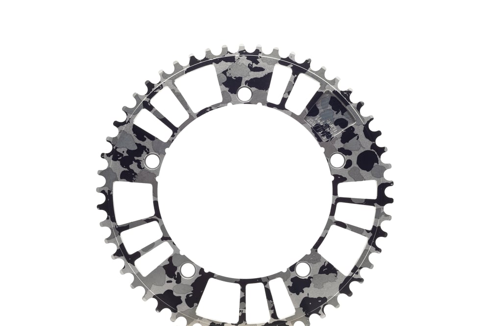 Image of aarn 144#47/49/51/53/55 B&W Camo Track Chainring (144BCD//47/49/51/53-Tooth)