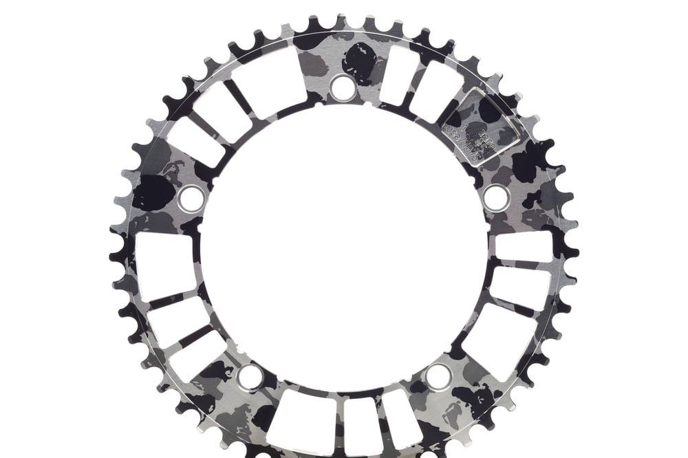 aarn 144#47/49/51/53/55 B&W Camo Track Chainring (144BCD//47/49/51/53-Tooth)