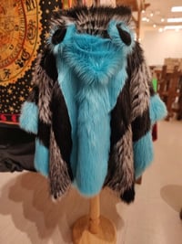 Image 2 of Fun Fur Poncho: Blue Husky