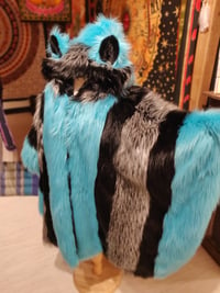 Image 3 of Fun Fur Poncho: Blue Husky