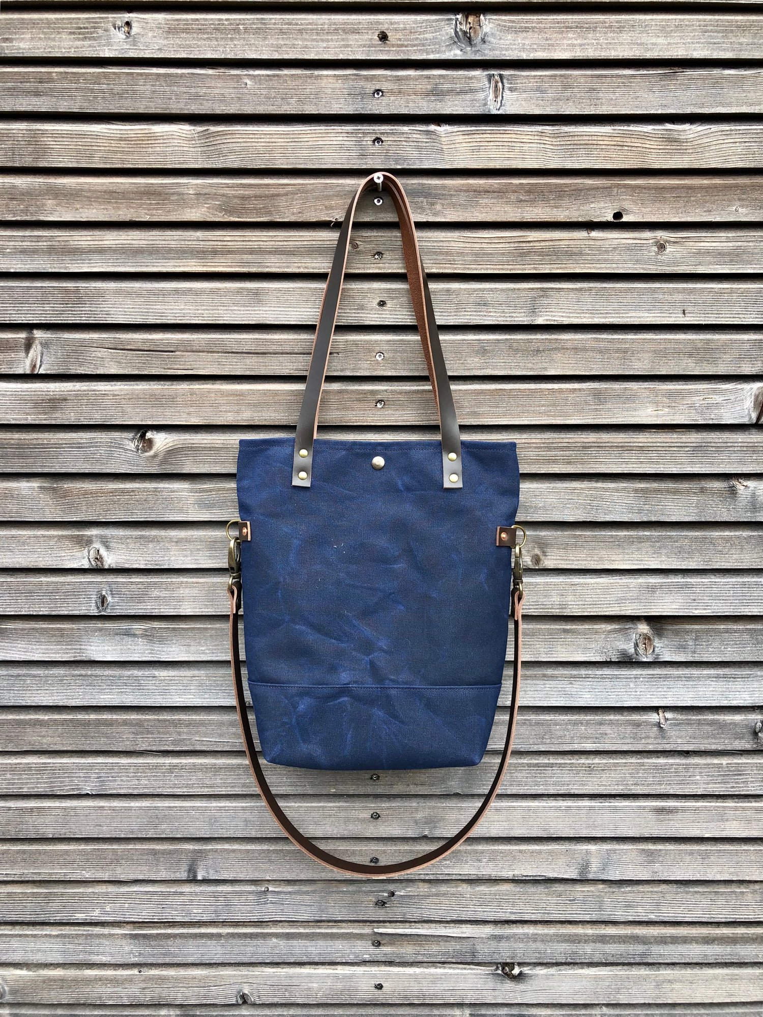 Image of Waxed canvas folded bicycle bag / tote bag / bike accessories