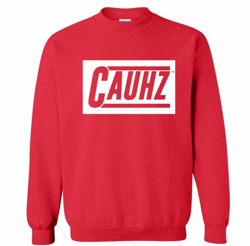red crewneck sweatshirt