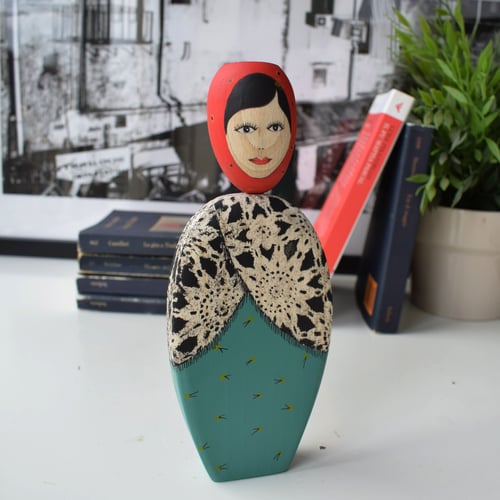 Image of FicuLei 08  wooden doll - lace