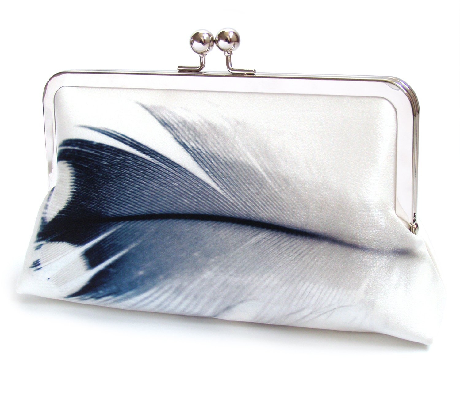 white feather clutch