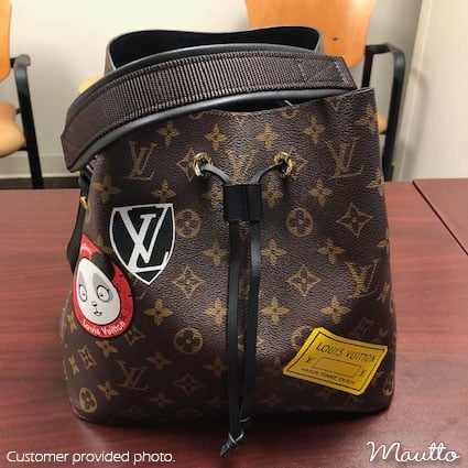 Image of Black Leather Grab/Top Handle with Nylon Accent - 1.5" Wide Handle - 9 Nylon Colors - #16XLG Hooks