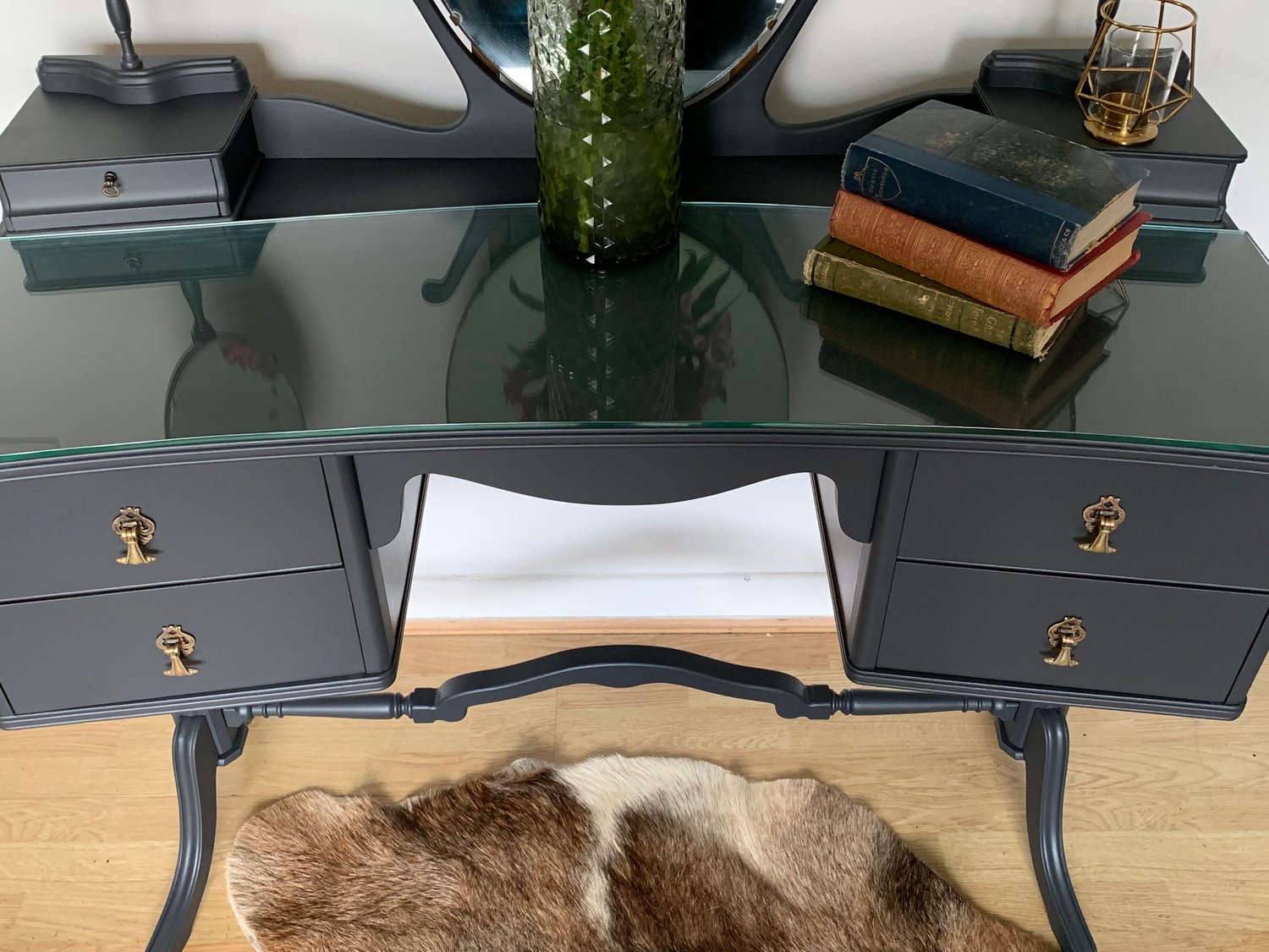 Image of Dark grey vintage dressing table dark grey