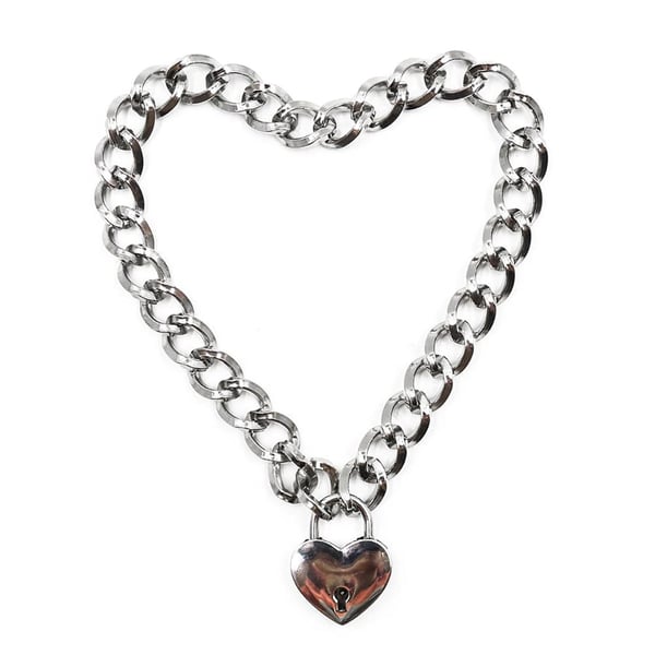 Image of Sweetheart heart padlock chunky necklace