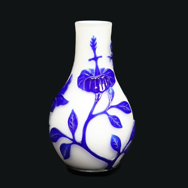 Image of Vintage Chinese Vase: Blue Floral & Butterfly Overlay