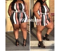 Image 1 of PLUS SIZE PINK STRIPED TUBE ROMPER 