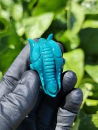 Image 3 of Small size Opaque Aqua solid DragonHead Pendant