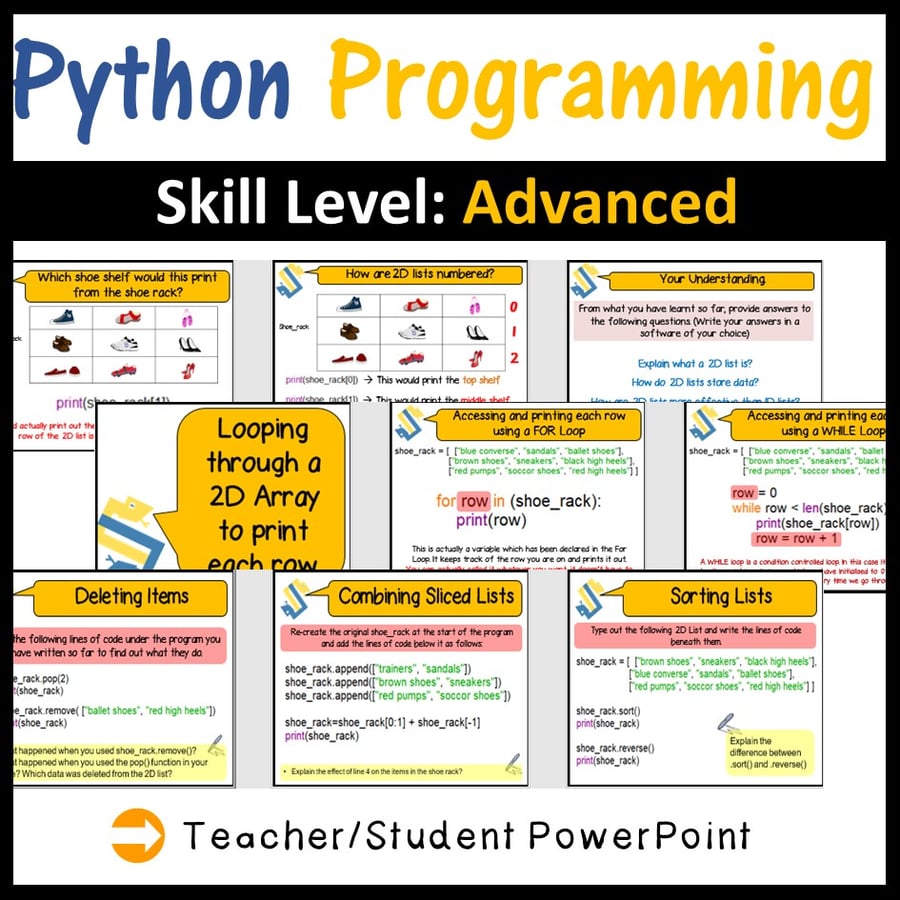 Image of Python Programming: Working with Two-Dimensional Lists/2D Lists (Skill Level: Advanced)